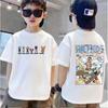 Camiseta infantil de anime japonês, top de gola redonda para meninos