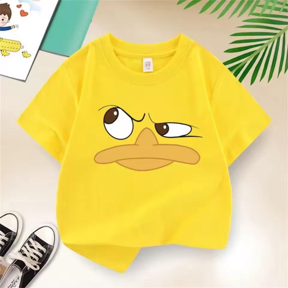 Duck Smiley Face Cartoon Printed Children's T-shirt Summer Short Sleeved