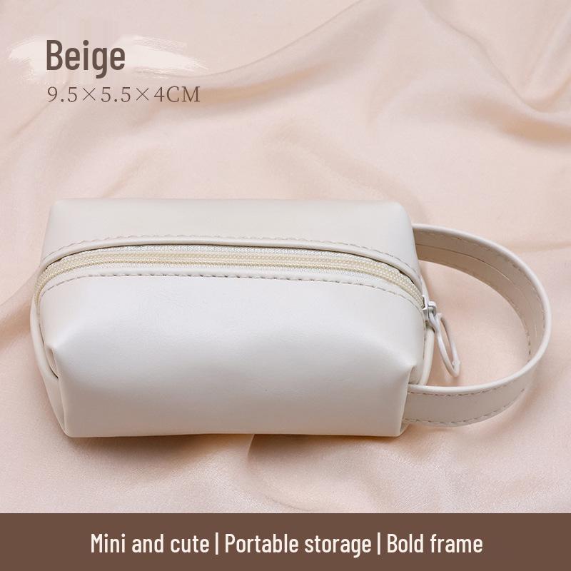 Compact PU Makeup Bag - Portable Handheld Storage & Coin Purse