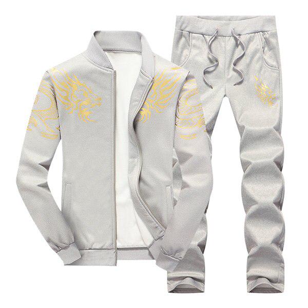 Men's Sports Suit Set Two Pcs Autumn Sports Men's Suit Fitness Cap Sweaters Jacket + Pants Sets