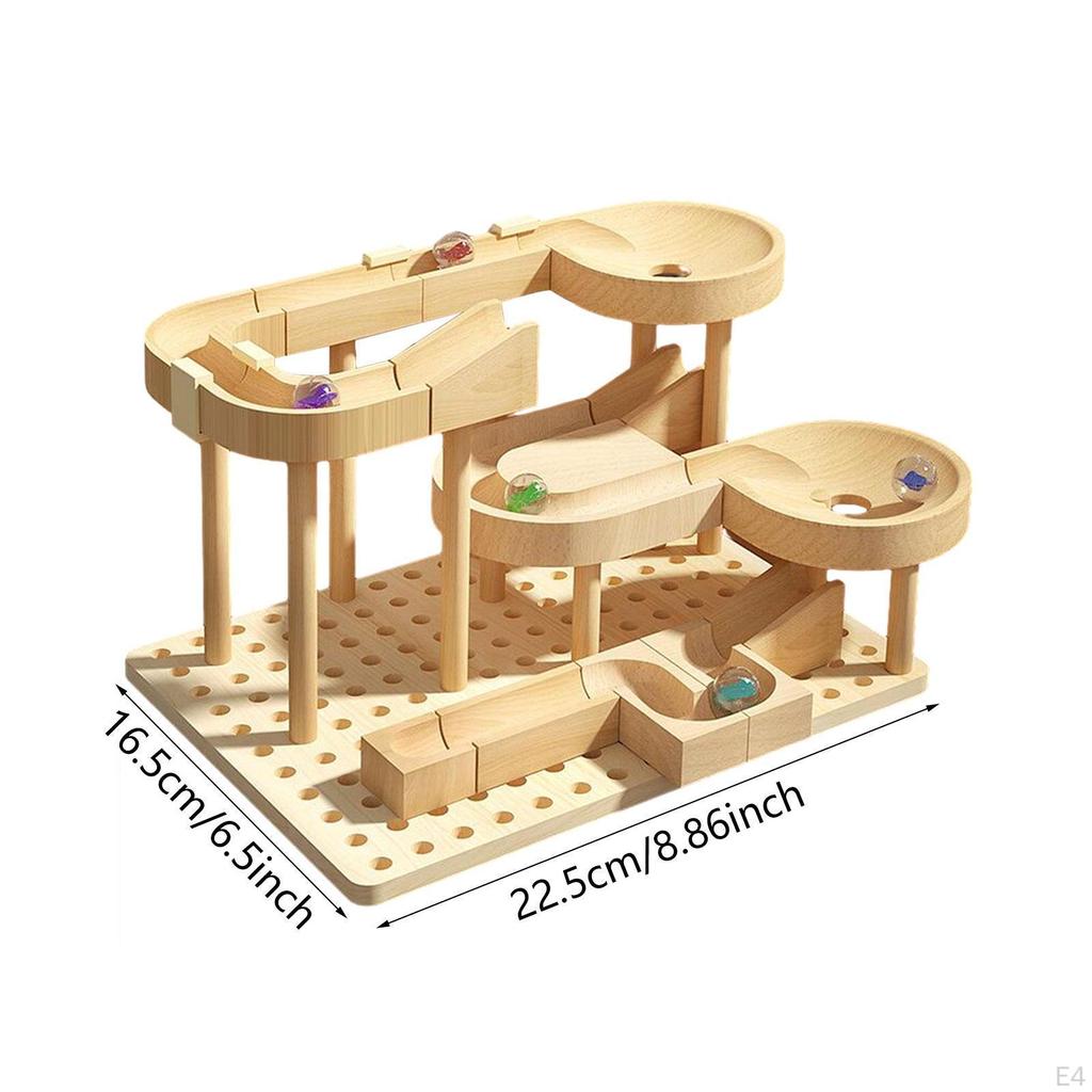 DIY Wooden Track Marble Toy Puzzle Assembly Brain Teaser Crafts Unique Rolling Ball Blocks for