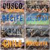Retro National City Plaques Metal Plate Chile Brazil Mexico Metal Tin Signs Garage Car Club Living Room Home Wall Decor