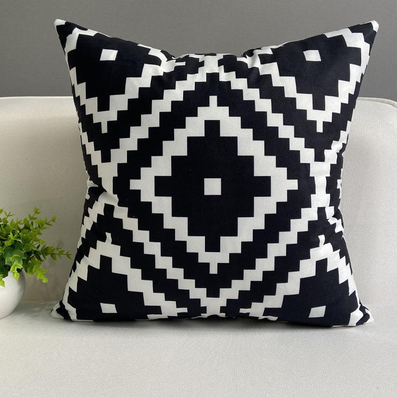Nordic People Resemble Checkered Digital Printing Short Plush Pillow Covers For Car Sofa Office Cushion Cover Home Goods