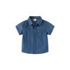 Summer Boys' Denim Short-Sleeve Shirt with Flap Pockets, Children's Collared Shirt, Baby Boy Casual Top, Children's Clothing