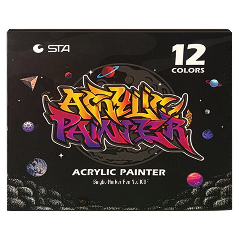 STA 1100 Fine Tip Waterproof Acrylic Marker Pen Set - 12/24 Colors for DIY Photo Album and Graffiti Painting