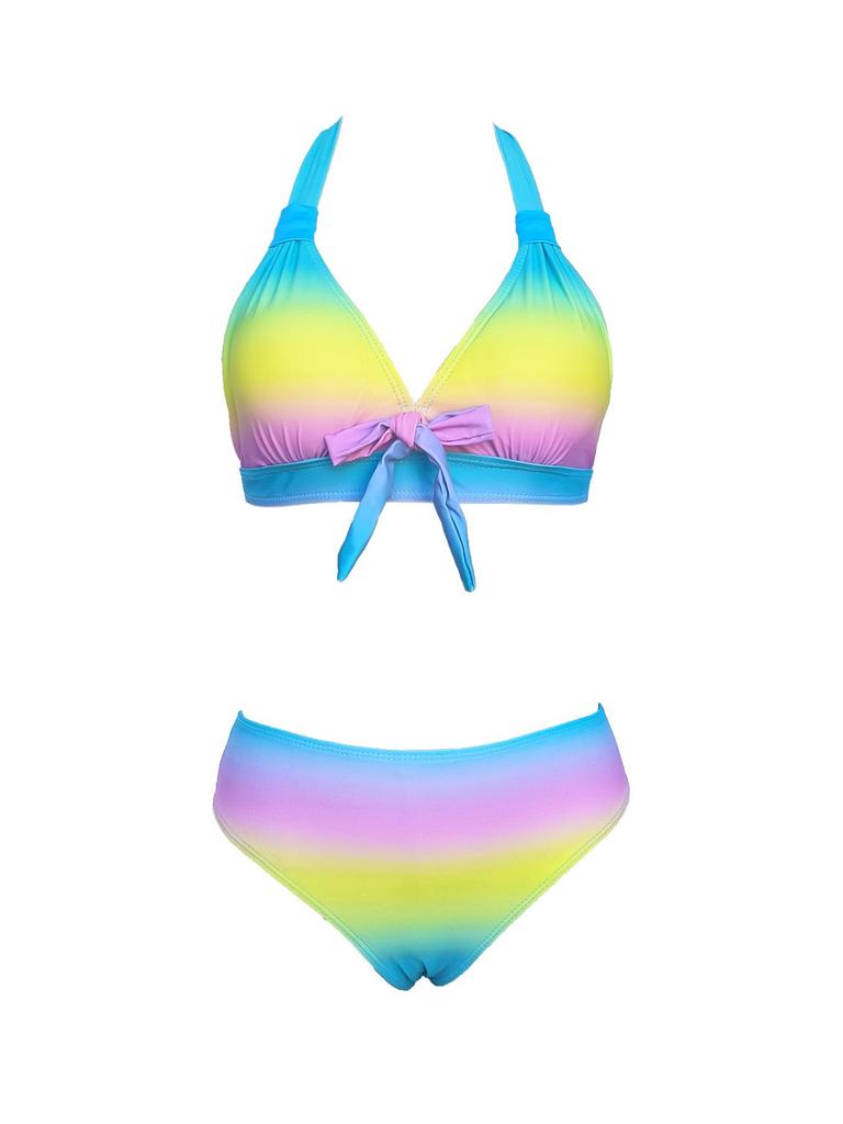 2025 Plus Size Lace-up Split Bikini - European & American Style Women's Swimsuit