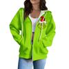 Women's Casual Fashion Long Sleeve Zipper  Printed Hooded Sweatshirt