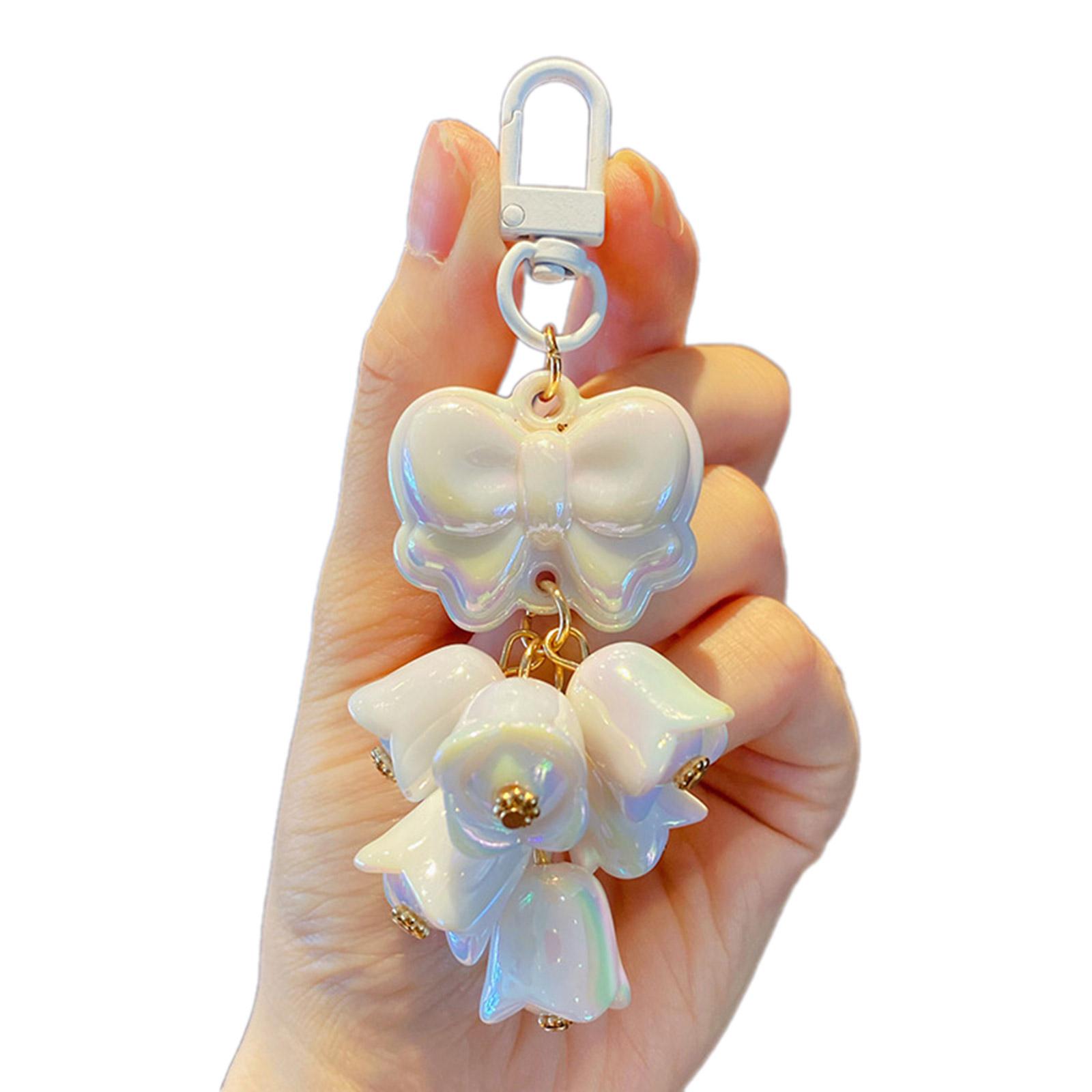 

Stylish Glow in the Dark Bowknot Keychain Versatile Keyrings Creative Accessory Bag Pendant Gift for Fashion Enthusiasts белый
