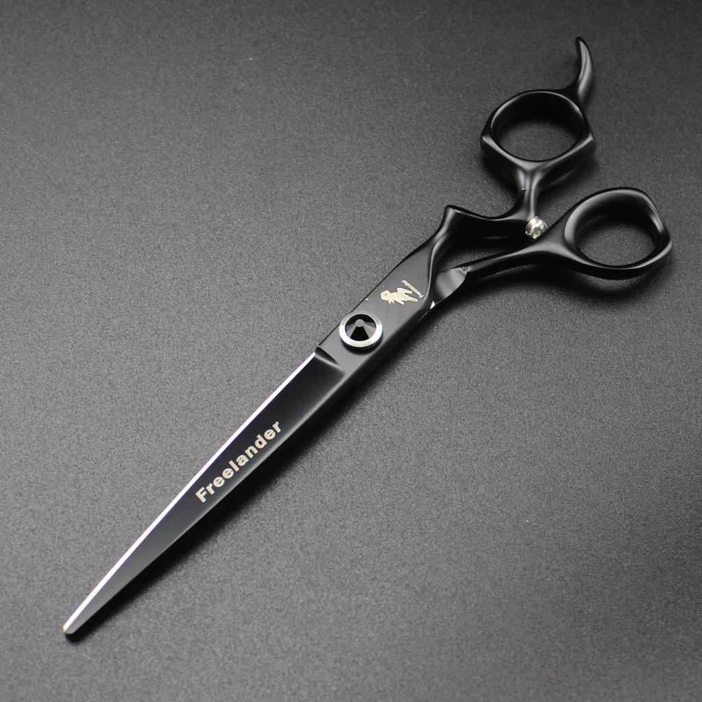 7.0 Inch Black Paint, Curved Handle, Hair Scissors, Pet Scissors, Dense Tooth Scissors