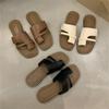 Roman Cool Slippers Wear Flat Women's Shoes, Spring and Summer 2025 New Square Head Cover Toe and Pedal Beach Sandals