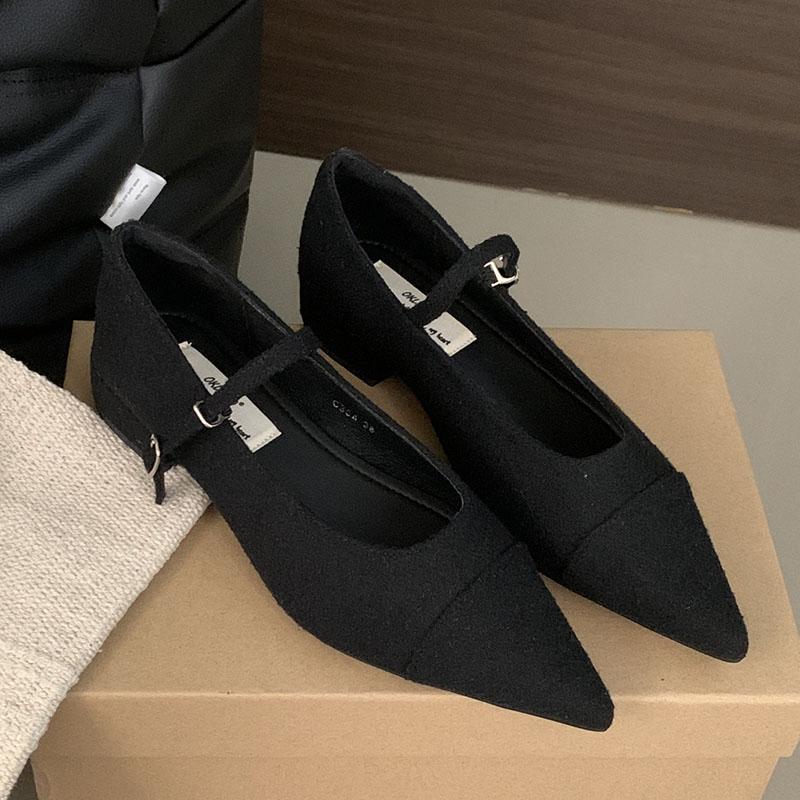 Fashion Female Pointed Toe Women Flats Mary Janes Shoes 2025 Spring Summer Footwear Buckle Strap Fashion Shallow Ladies Flats With Shoes