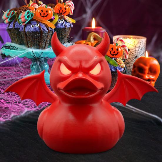 

Demon Duck Figurine 3D Printed Devil Duck with Red Horns Bat Wings Halloween Gothic Collectible Statue Desktop Home Decor for Teens Adults фіолетовий