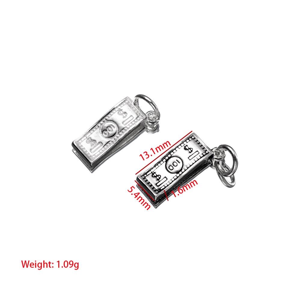 S925 Sterling Silver $100 Bill Bracelet Pendant DIY Bracelet Pendant Handmade Braided Rope Material Accessories