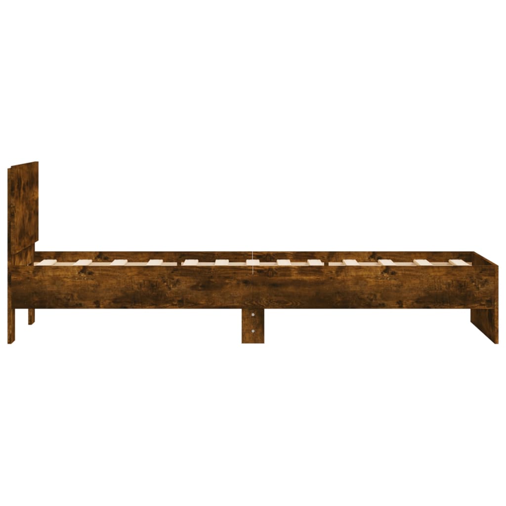 Bed Frame with Headboard Smoked Oak 90x190 Cm Wood Based Material