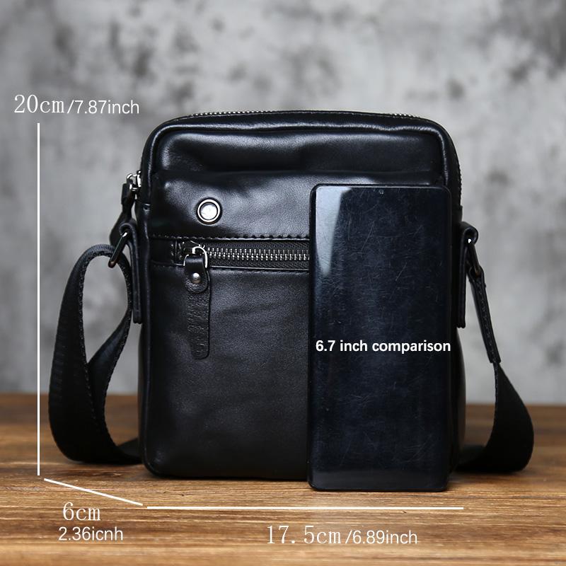 NZPJ Echte Leder Herren Umhängetasche Natürliches Oberleder Rindsleder Crossbody Tasche Lässiger Kleiner Rucksack Handy Tasche
