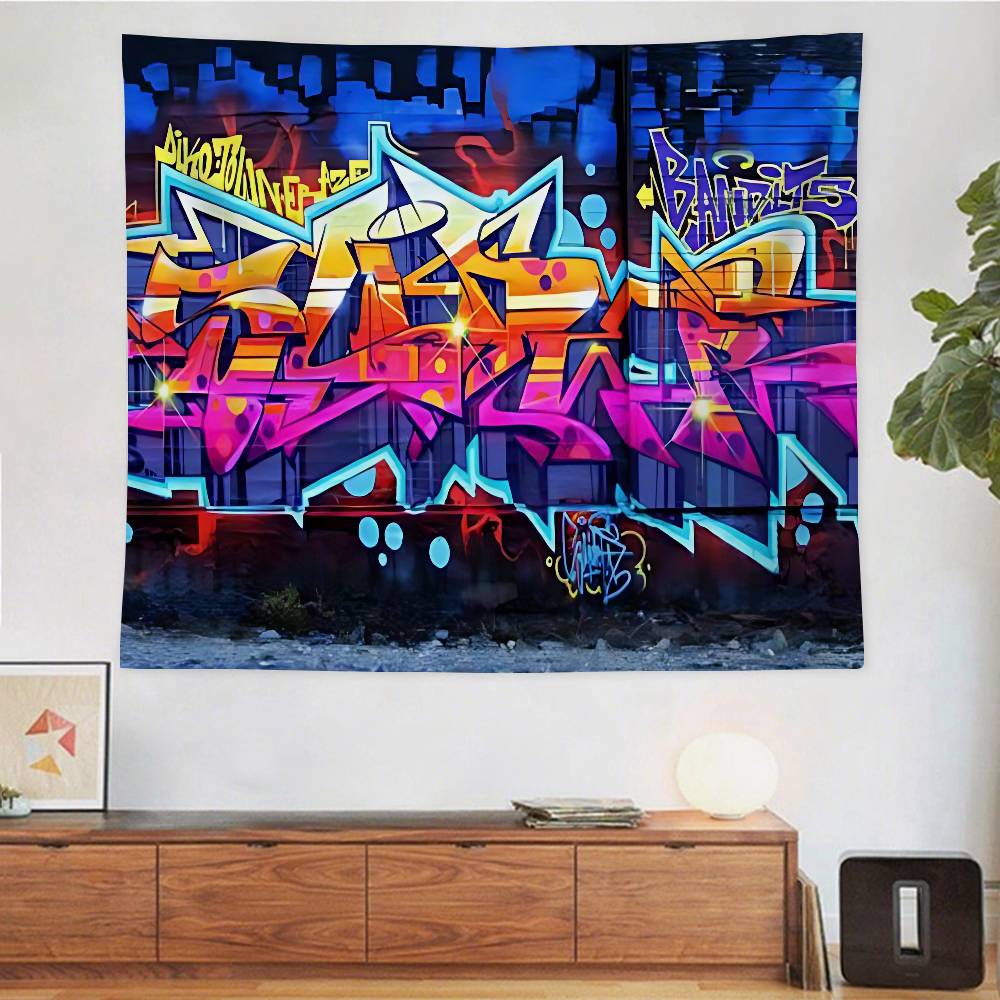 Street Graffiti Tapestry Wall Hanging Tapestry Art Deco Style Blanket Curtain Home Bedroom Living Room Decoration