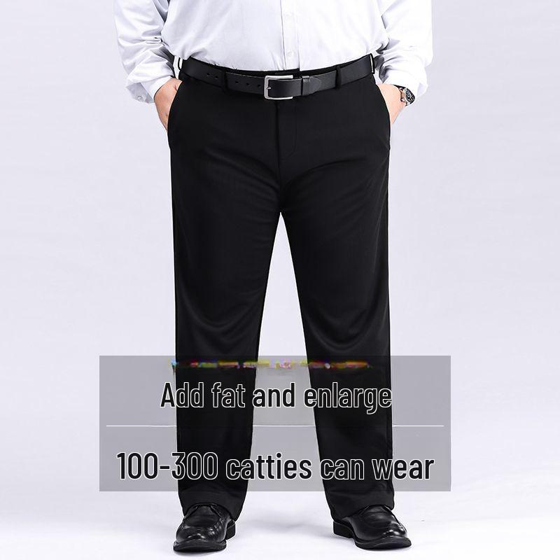 Men's Plus Size Elastic Waist Pants - Loose, Straight, Casual, Mid-Aged Style, Thickened, Plus Velvet