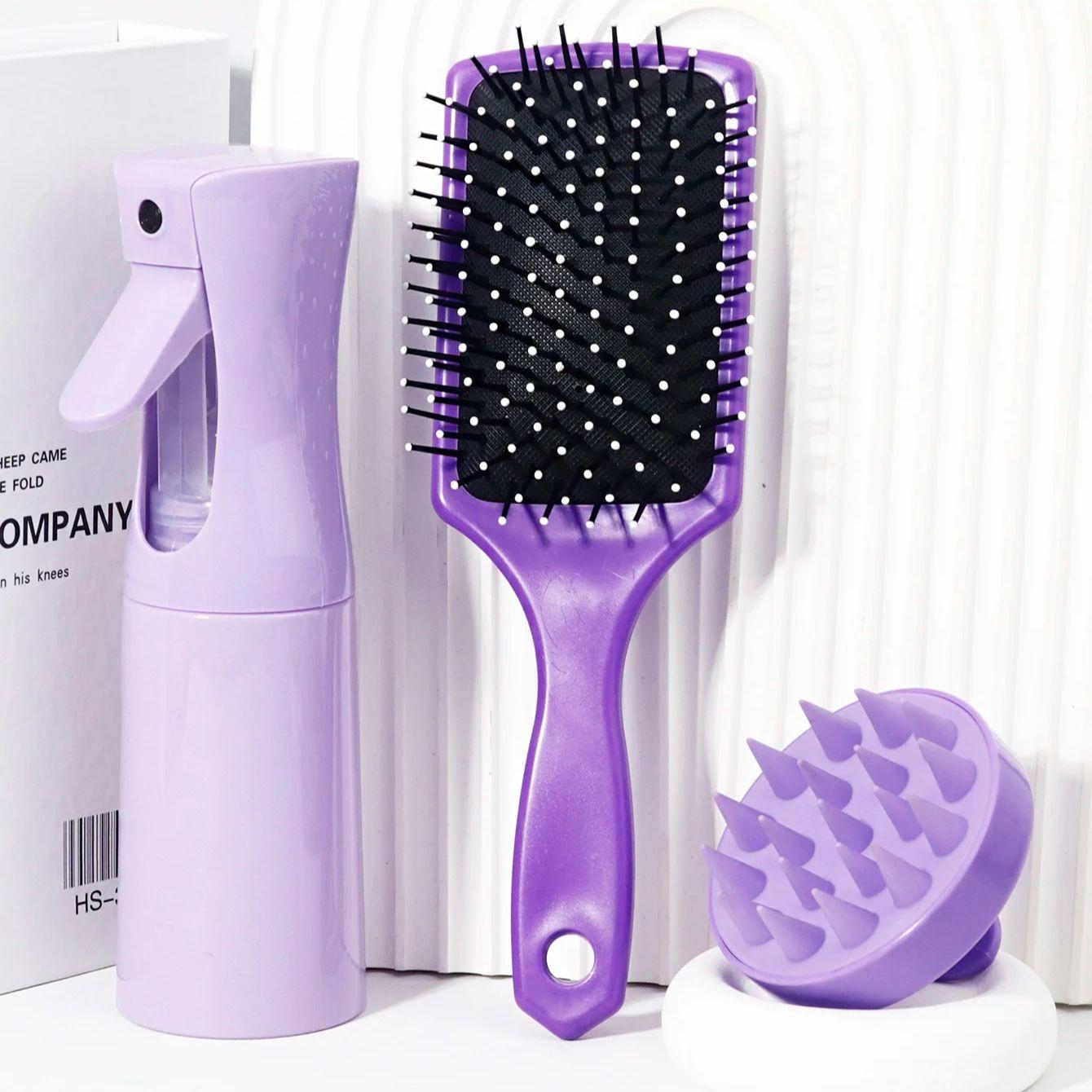 

3-piece hair styling tool set, including 200ml spray bottle, airbag massage comb and shampoo brush, Special for real hair wigs