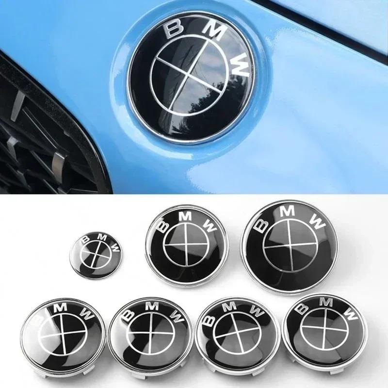 AWROY1 7pcs Applicable to BMW car badge logo front hood logo 82mm+ rear logo 74mm+ wheel cover 68mm+ steering wheel sticker 45mm.