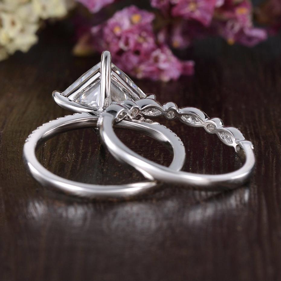 Women's Diamond Rings, Simple Square Diamond Accessories, Couple Rings