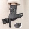 Japanese Versatile Anti Cold Touch Screen Driving Suede Gloves Women Winter New Added Velvet Warm Gloves