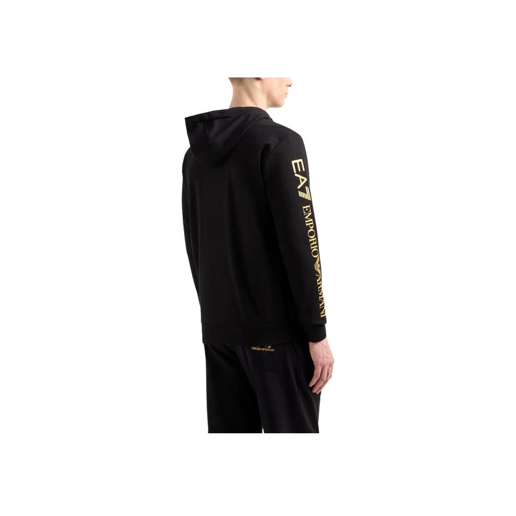 Emporio Armani EA7 Logo Hooded Cotton Zip-Up Long Sleeve Sweatshirt Men Sweatshirt Black 7M000568-AF13512-MC004