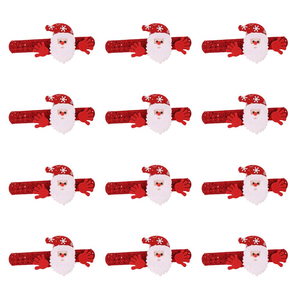 12Pcs Christmas Slap Bracelets Holiday Slap Wristbands For Kids Adult Christmas Party Supplies Stocking Fillers