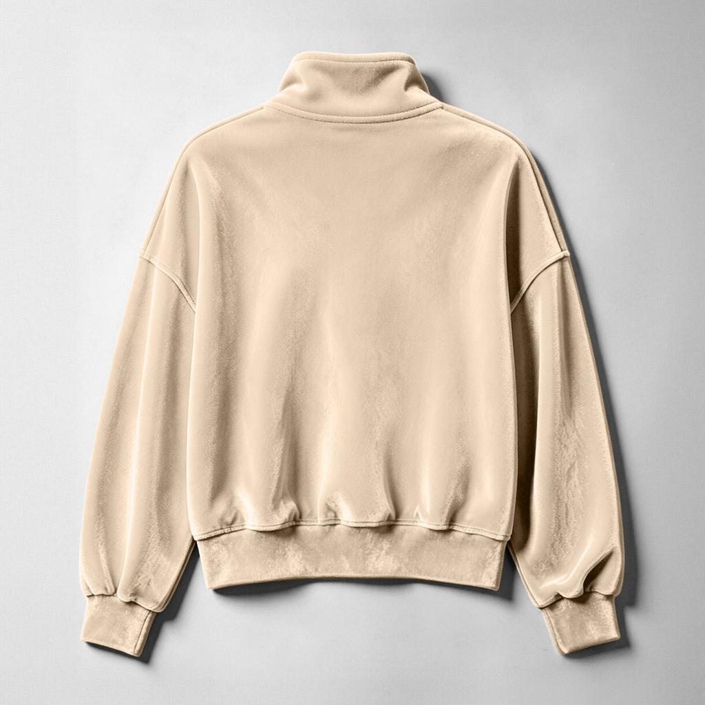 Women's Casual Velvet Stand Collar Sweatshirt Long Sleeve Color Pullover