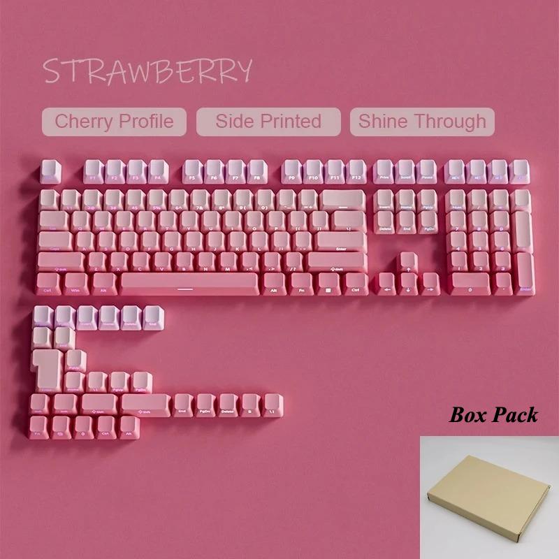 Xiaomi 135 Keys Strawberry Pink Side Print PBT Keycaps Double Shot Shine Through Keycaps Cherry Profile for Cherry MX Switches Keyboard