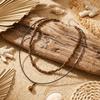 Double Layer Tiger Eye Stone Beads Wooden Beaded Necklace For Women Men Vintage Bohemian Fashion Geometric Choker Party Zircon