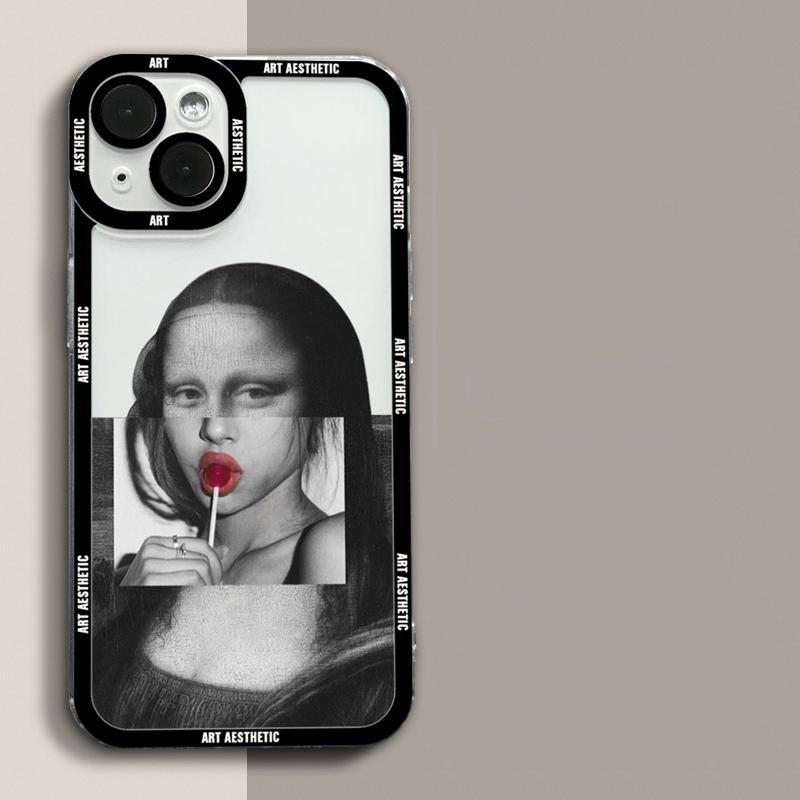 Great Art Aesthetic David Mona Lisa Clear Phone Case For iPhone 16 15 14 13 12 11 Pro Max 16E Mini XS X SE2 7 8 Plus Soft Cover