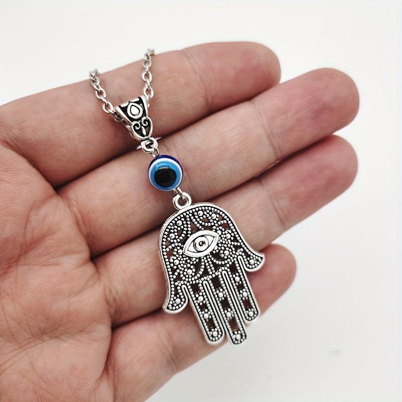 Fatima's Hand Evil Eye Cross Pendant Necklace