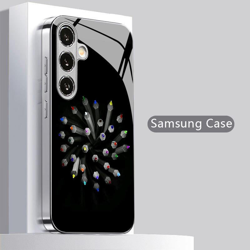Colorful Pencil Radiating Pattern 2D Phone Case for Samsung S26 S25 S24 S23 S22 S21 S20 A56 A36 A16 - Glass Protective Cover