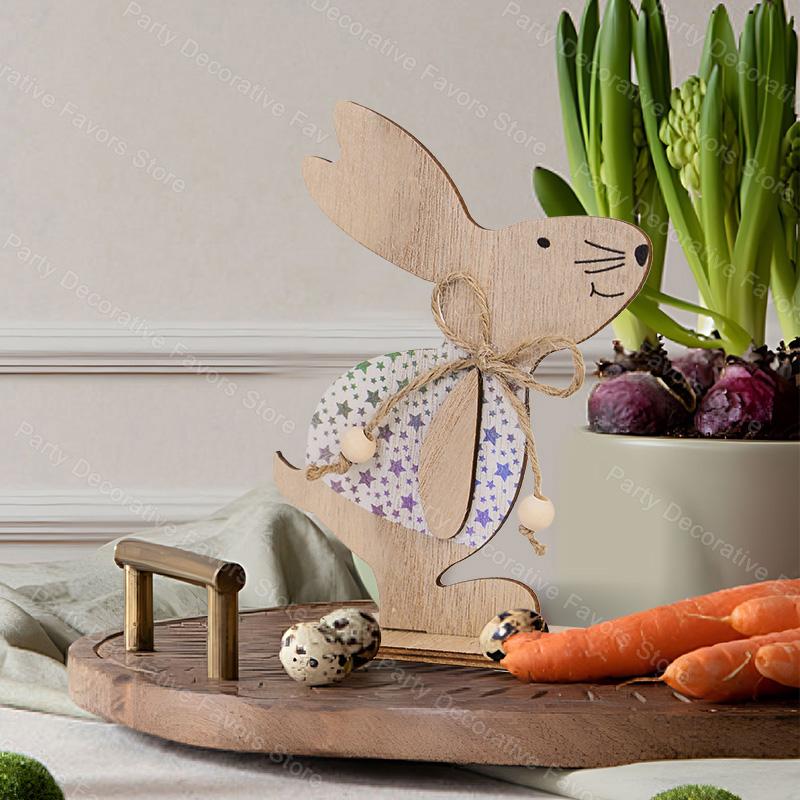 Easter Wooden Rabbit Ornament Cute Standing Bunny for Spring Easter Home Table Decoration Party DIY Crafts Kids Favors Gift 2026