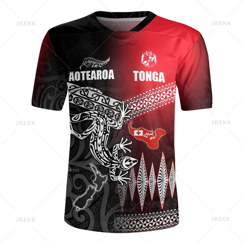 

Harajuku 3D Tonga Rugby-Jersey Print V Neck T Shirt The Kingdom Of Tonga Emblem XXS