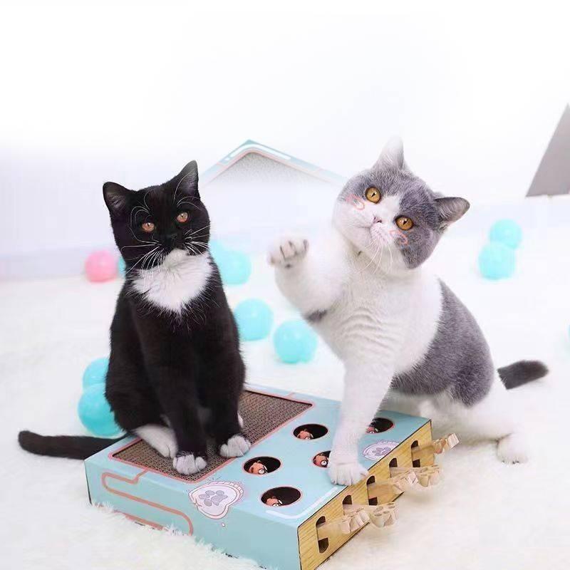 Five-hole Whack-a-mole Corrugated Cat Scratcher Multifunctional Toy For Cats And Kittens Wood And Corrugated Paper