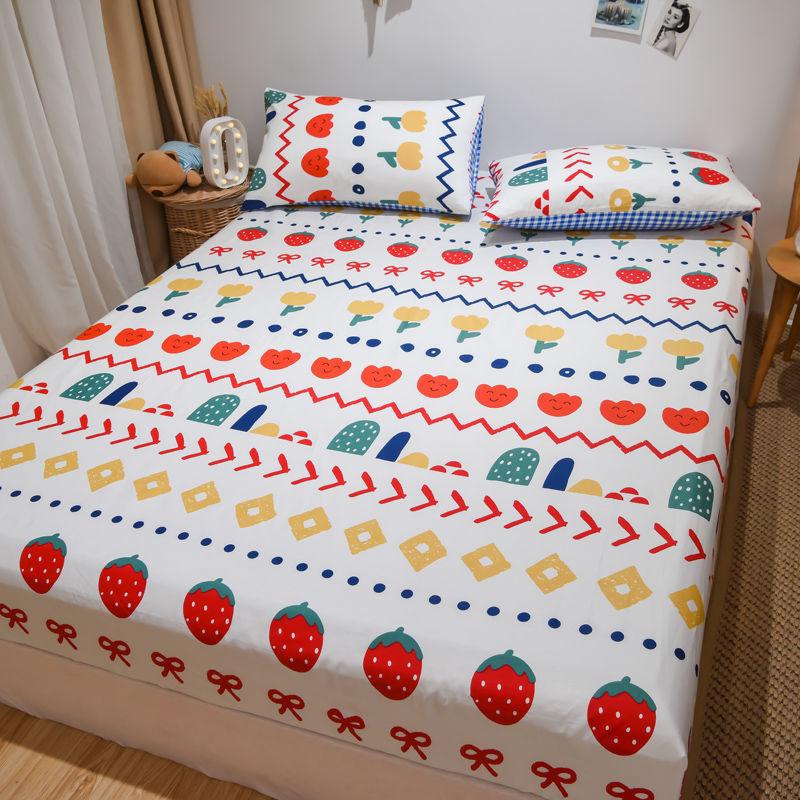 Cotton Bed Pillowcase Three-piece Plus Thick Anti-skid Protection Bed Cover Bedding Suit