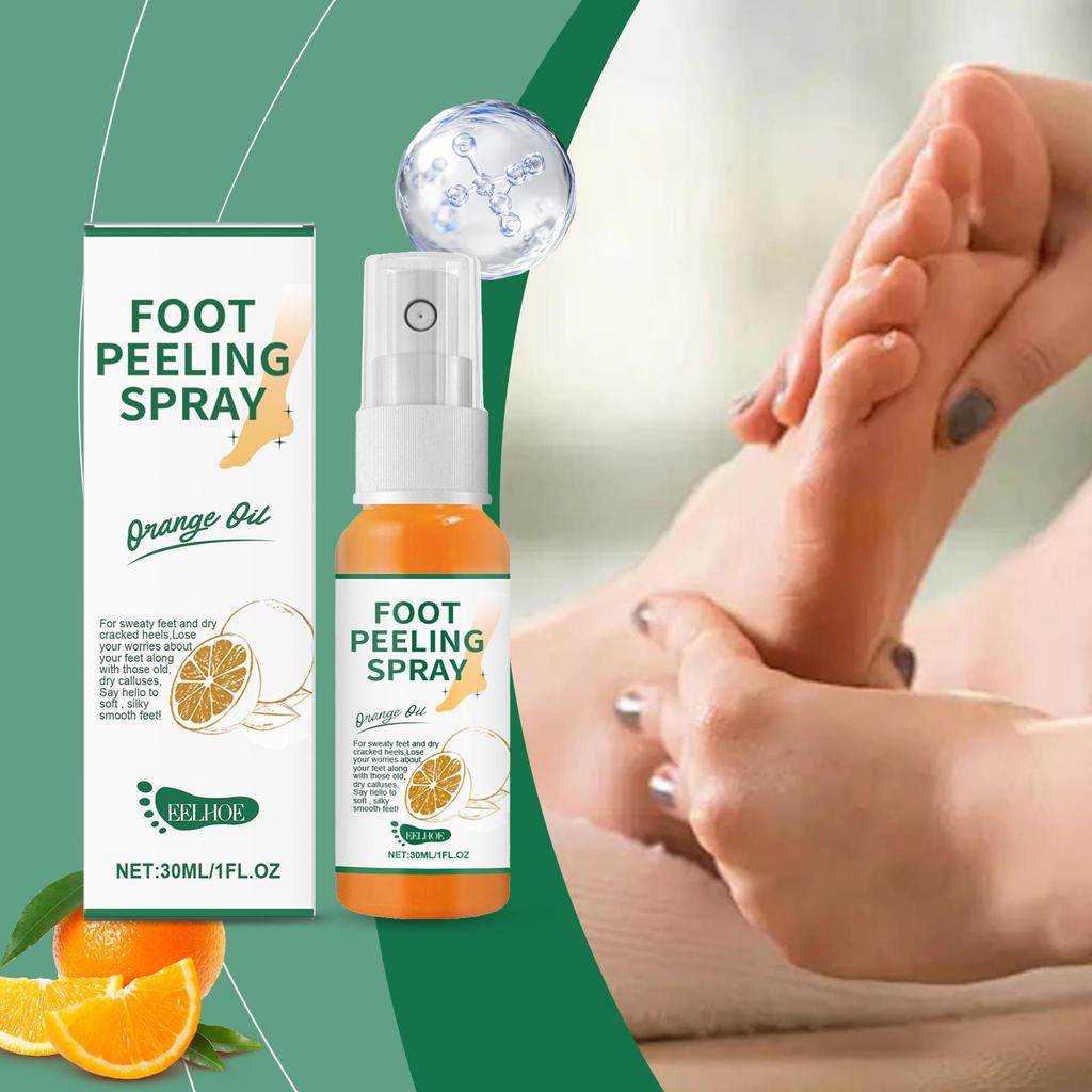 Foot Exfoliating Spray 30ml, Removes Dead Skin, Moisturizes, Softens Calluses, Smoothes Skin, Foot Care Spray