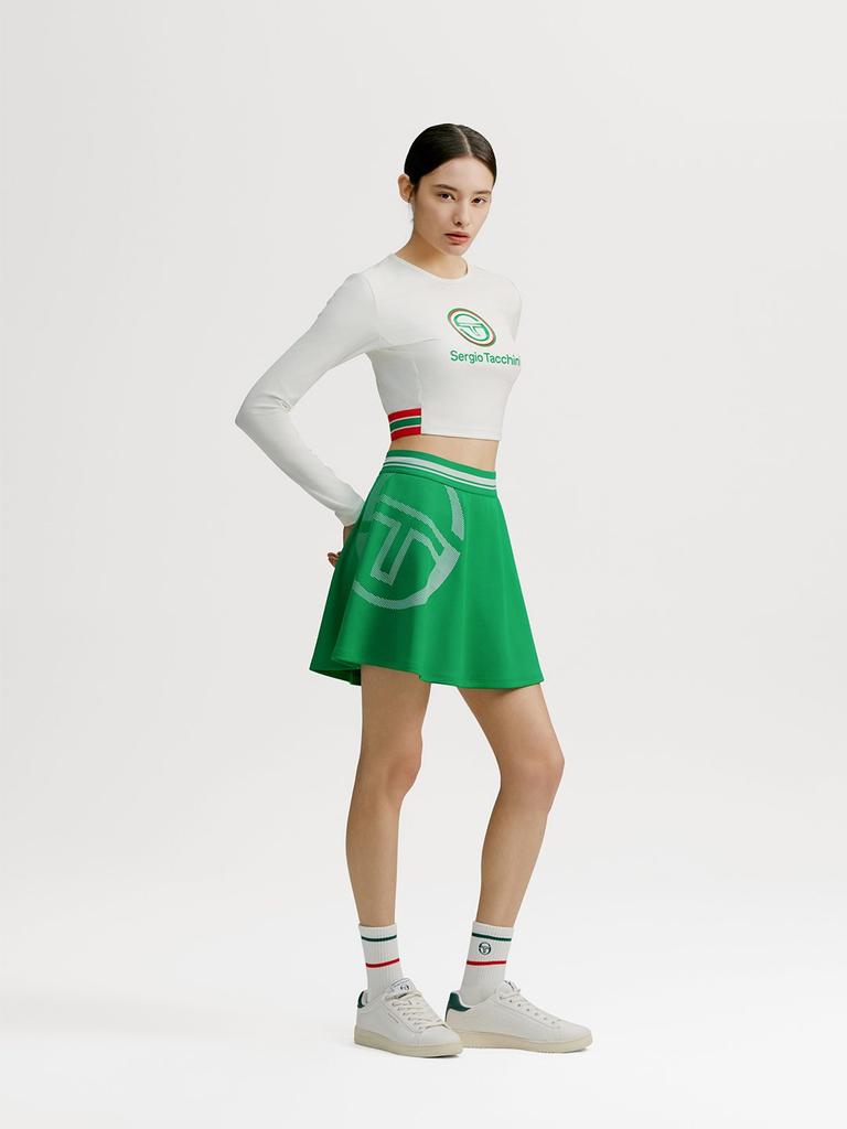 SERGIO TACCHINI W Gottham Rapazza Print Flare Skirt (Green)