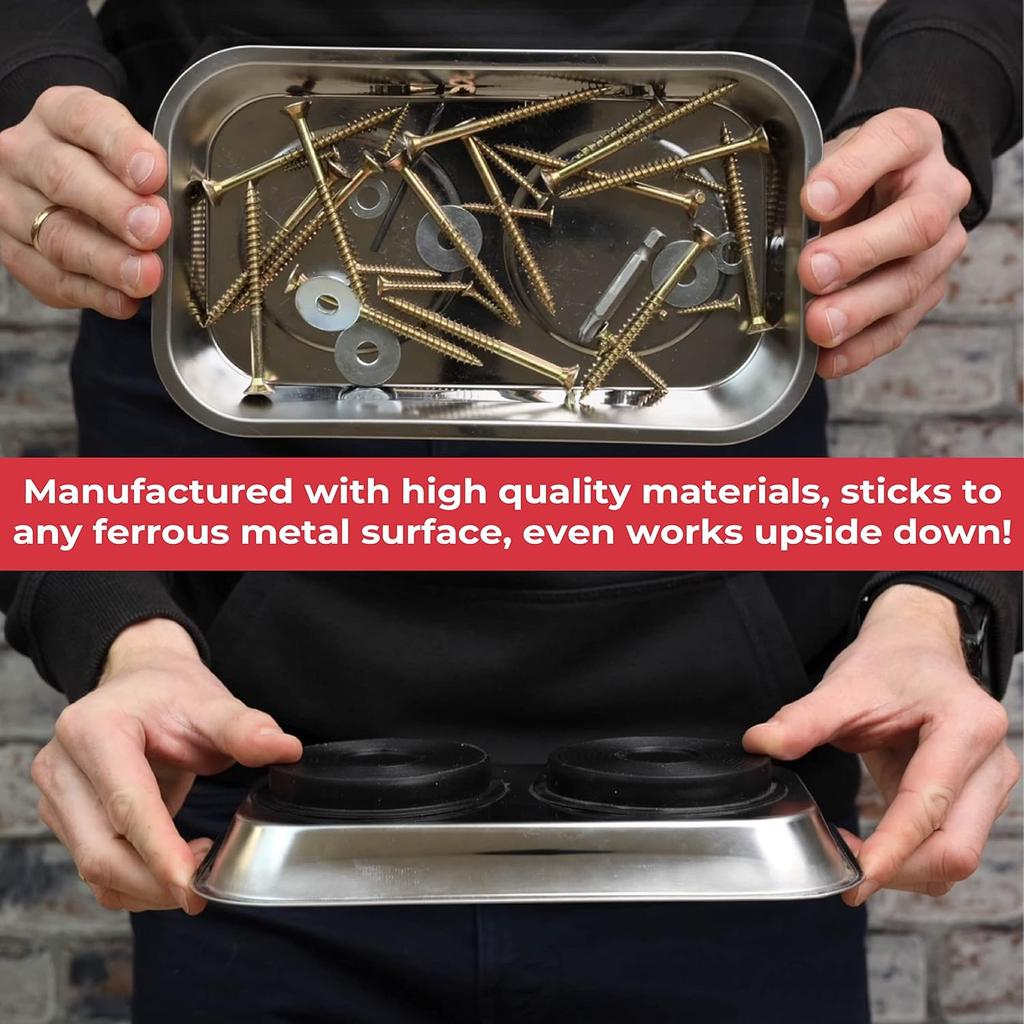 Square Round Magnetic Parts Trays Stainless Steel Magnetic Tray Metal Tool Holder  Plate Bolts Nuts Screw Storage Tray Suction