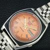 RARE VINTAGE SEIKO 5 AUTOMATIC 7009A JAPAN MENS PEACH DIAL WATCH a709550-1