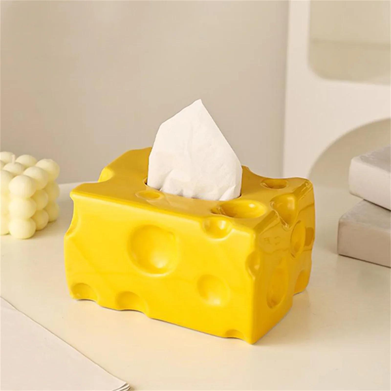 Creative Cheese Tissue Box Holder Simple Ceramic Dryer Sheet Container Napkin Toilet Paper Organizer Paper Box Towel Dispenser жёлтый