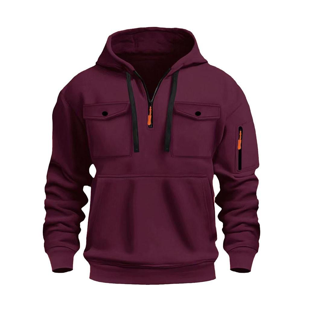 Herren Herbst/Winter Lässiger Vielseitiger Mehrere Taschen Plus Samt Langarm Hoodie