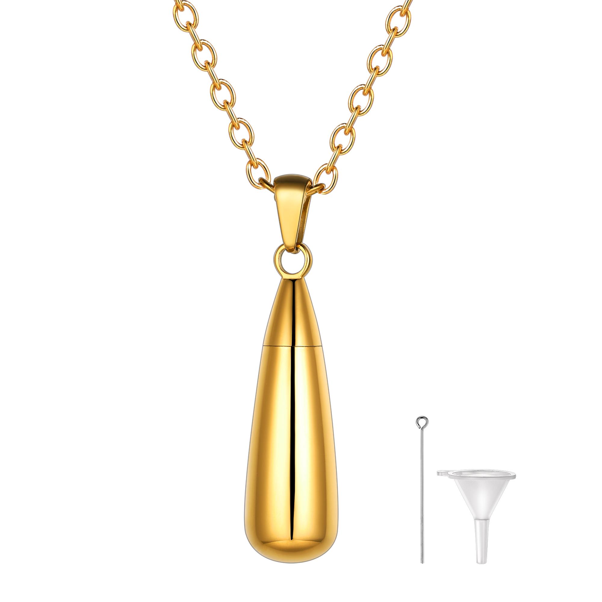 

U7 Cremation Urn Jewelry Waterdrop Necklace for Ashes of Loved One Pet Dog Cat Hair Urns Bottle Memory Legacy Jewelry Gift золотой