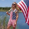 Summer wish new Independence Day flag overalls K