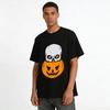 Halloween Themed Tee Skull In Jack O Lantern Graphic Casual Top Pure cotton T-shirt