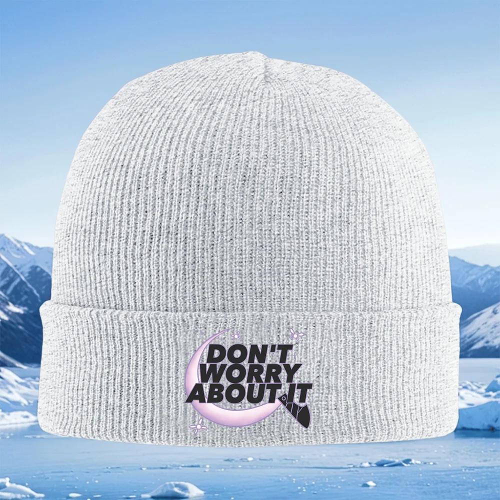 Phrase Moon Stars Lettering Artwork Unisex Women Unisex Knitted Hat Beanie Pullover Cap Winter Thermal Warm Christmas Outdoor Cycl
