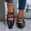 British Vintage Beaded Mary Janes Shoes for Woman Spring 2026 Square Toe Metal Ankle Strap Pumps Woman Comfortable Heels Loafers