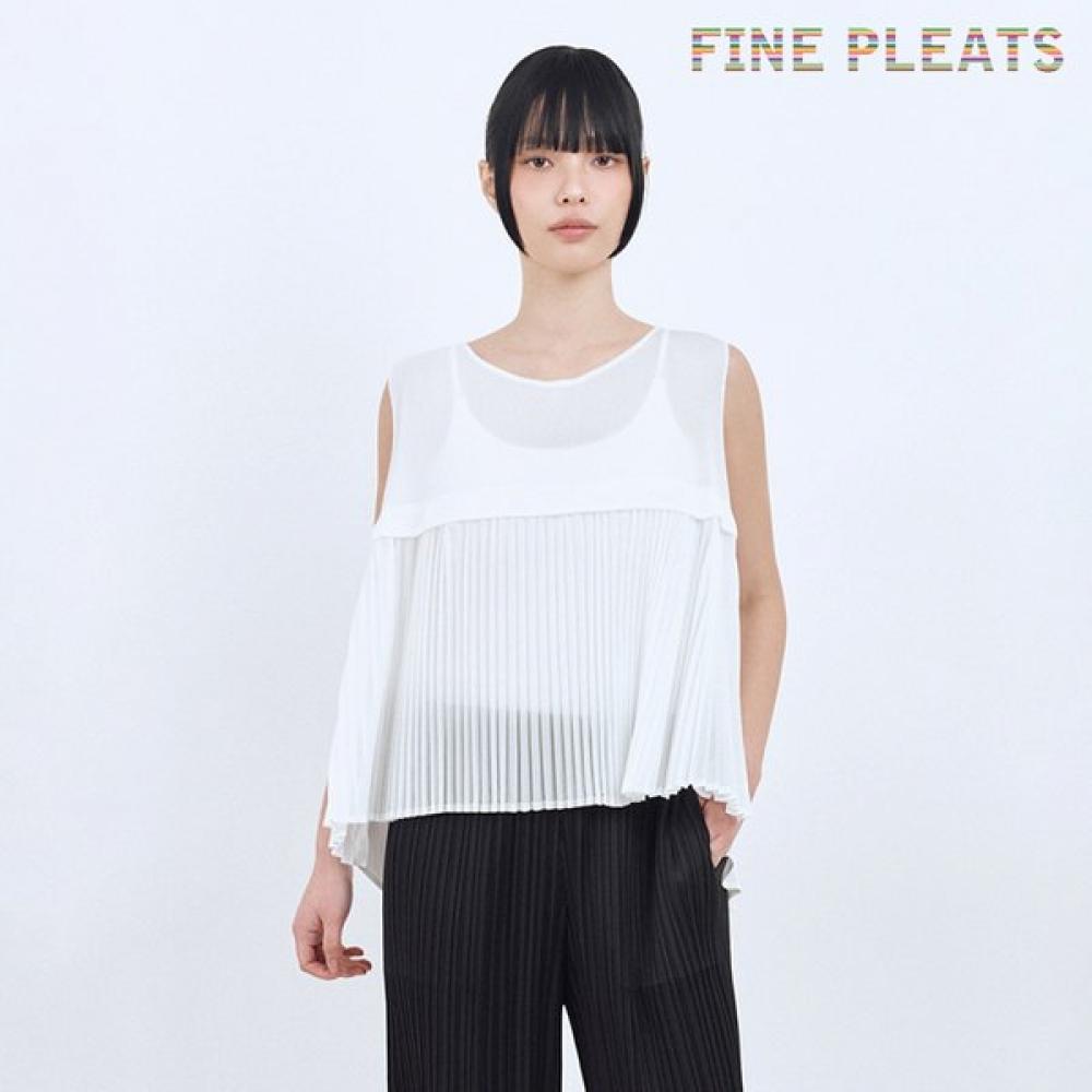 Fine Pleats Twist Blouse White FREE