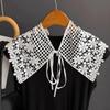 Vintage Crochet Flower Butt Curtain Embroidered Waistband Shoulders Fake Collar  Women